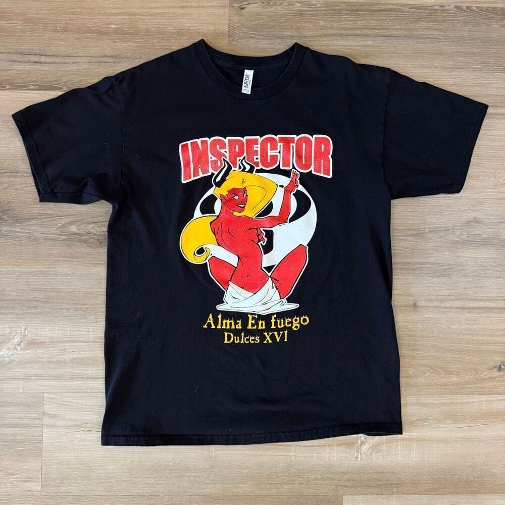 Inspector Alma En Fuego Album Cover Black Short Size Large Ska Punk Mexico Merch
